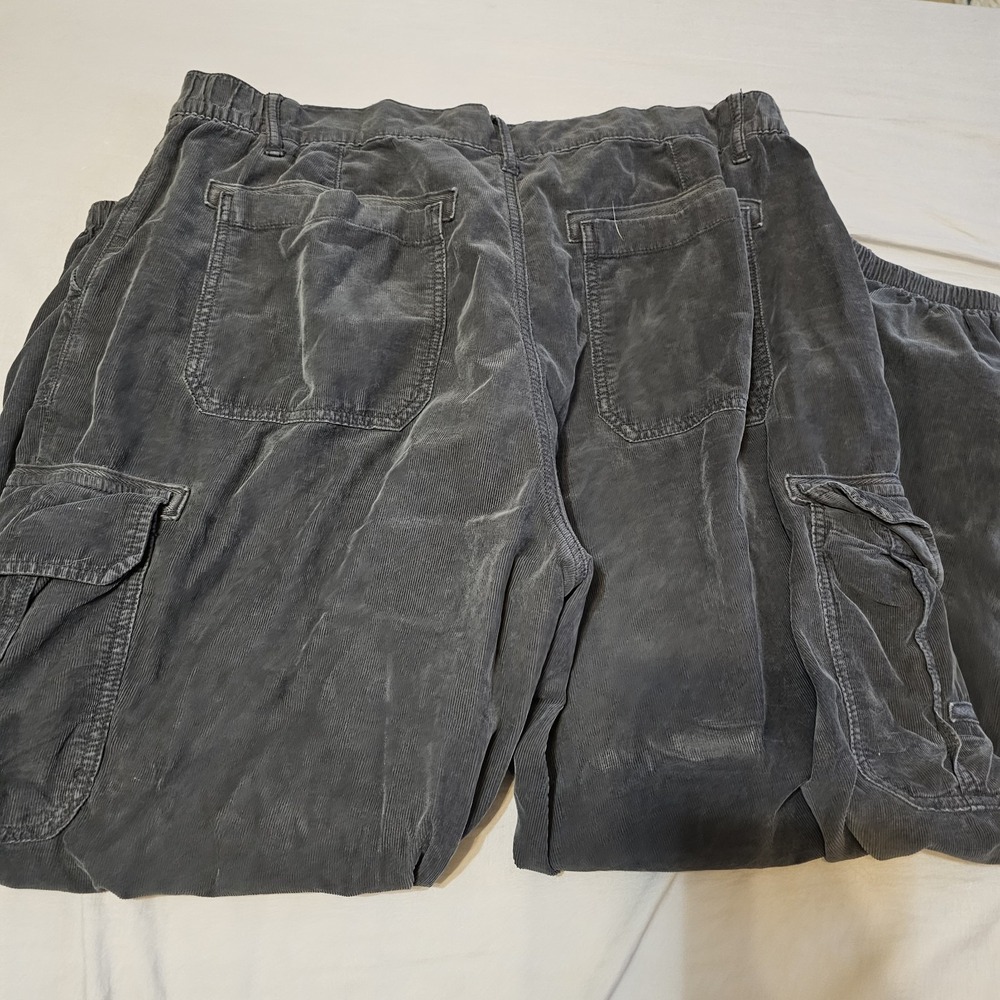 American Eagle Super High Rise Baggy Jogger Pants Womens 18 Gray Corduroy Cargo - Picture 4 of 5
